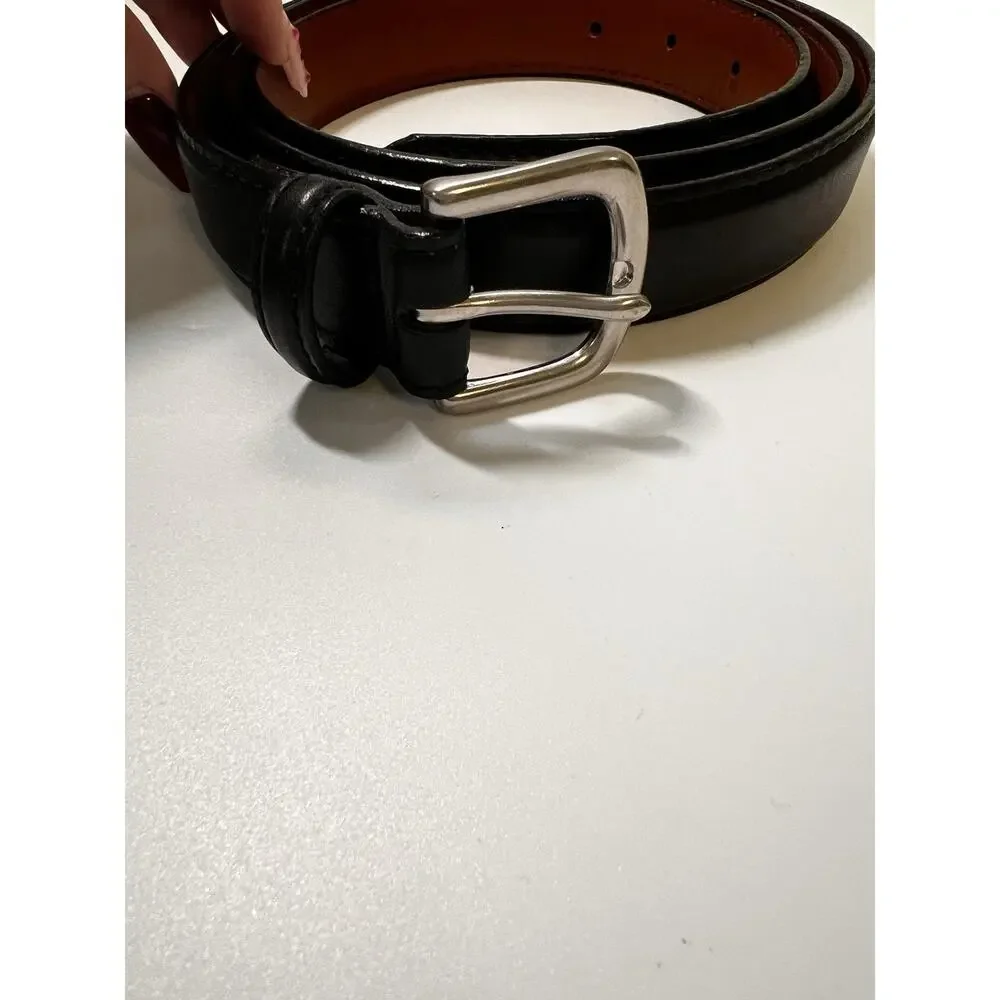 LL Bean Men’s Black Full Grain Leather Belt Made‎ in USA Sz 45”-49” Classic
